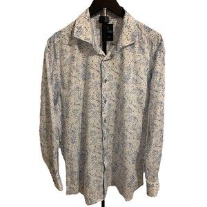 Marcello Mens Size XL Shirt Long Sleeves Blue White 100% COTTON